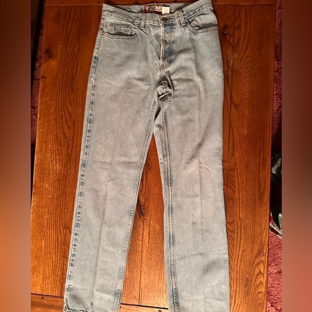 Old Navy Jeans Size 8 Long Stonewashed Frayed Ladies Straight Leg